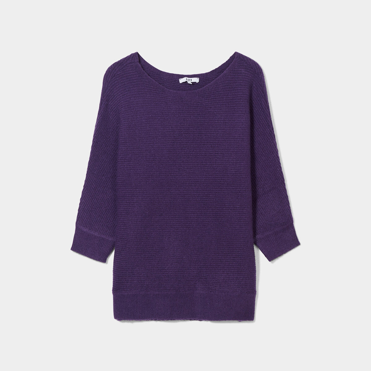 Pull manches 3/4 chauve-souris violet foncé femme