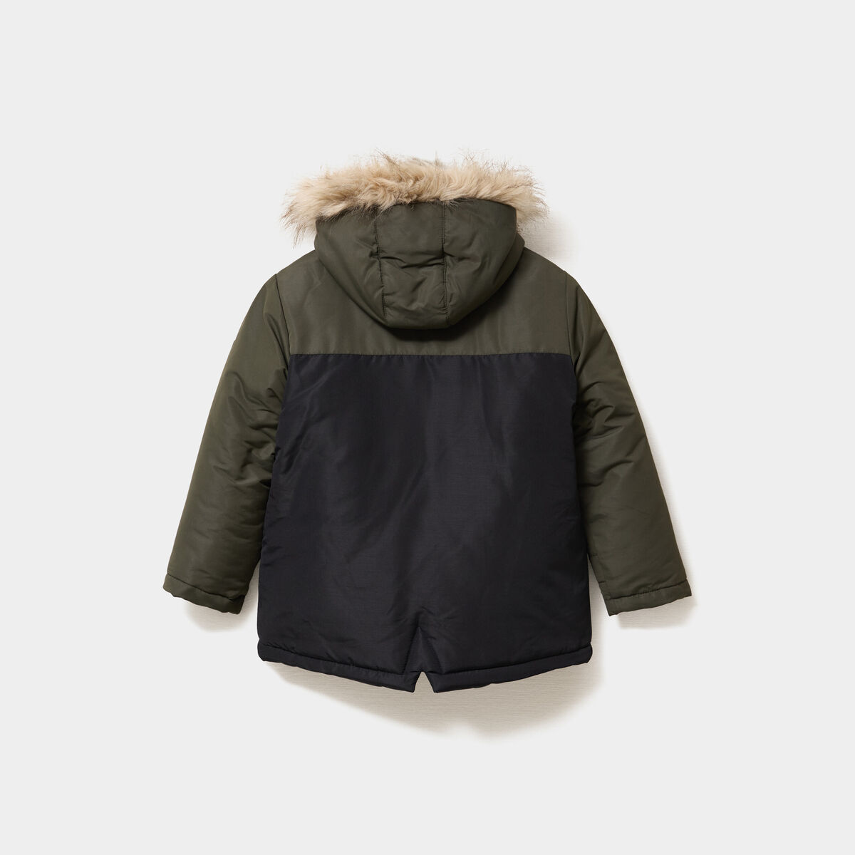 Parka 3-en-1 &agrave; capuche fausse fourrure vert kaki gar&ccedil;on