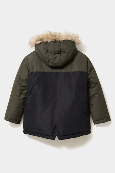 Parka 3-en-1 &agrave; capuche fausse fourrure vert kaki gar&ccedil;on