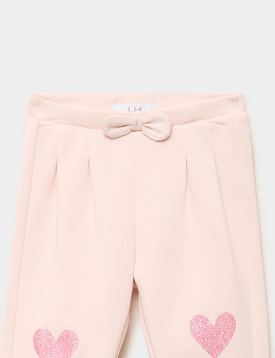 Pantalon de jogging avec pinces rose clair b&eacute;b&eacute; fille