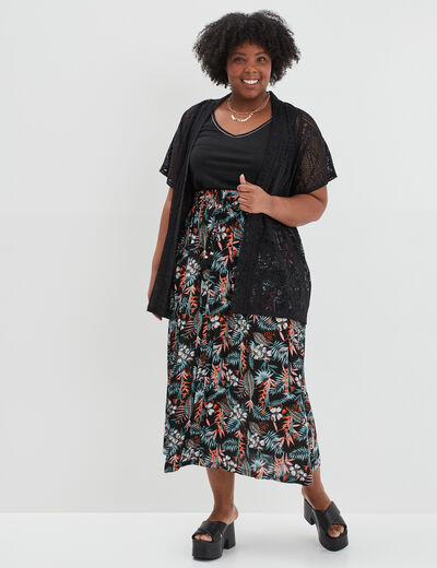 Gilet manches courtes ajouré noir femme grande taille