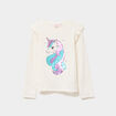 T-shirt à sequins manches longues coton ivoire fille