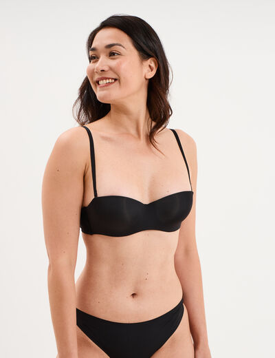 Soutien-gorge bandeau microfibre noir femme