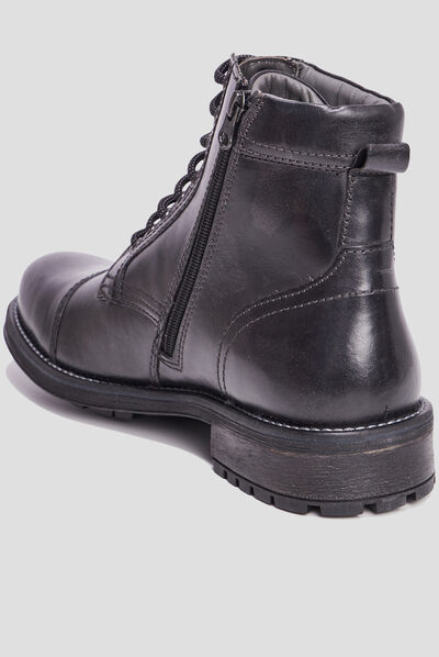 Bottines zippées en cuir Boritz noir homme