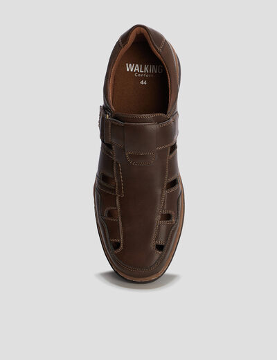 Sandales à scratchs marron homme