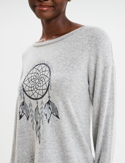 Ensemble pyjama legging et t-shirt gris clair femme