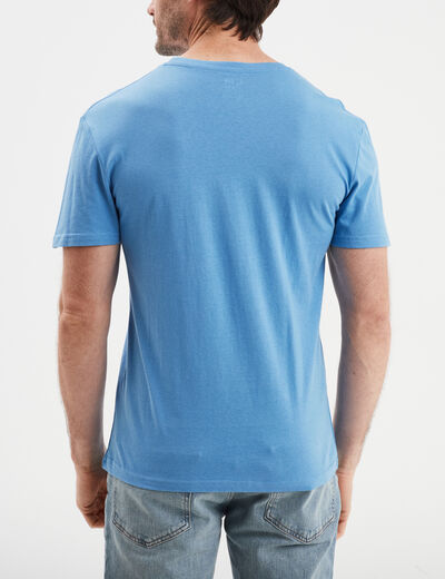 T-shirt en coton manches courtes bleu homme