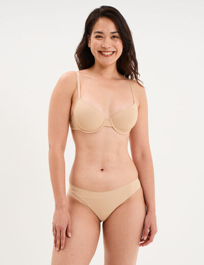 Soutien-gorge corbeille padd&eacute; microfibre beige femme