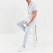 Pantalon chino droit stretch retroussé bleu clair homme