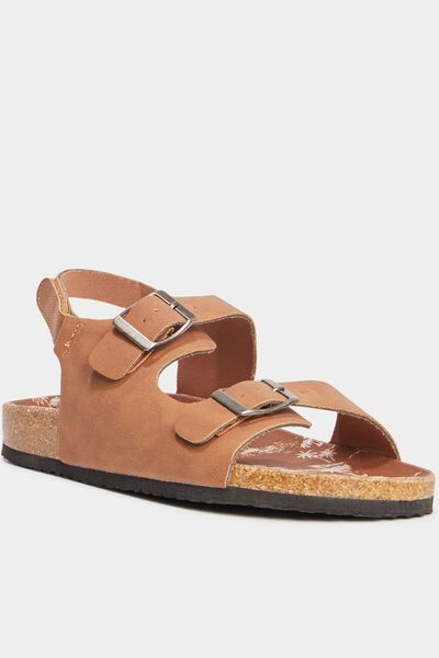 Sandales bride talon &agrave; scratch marron clair gar&ccedil;on