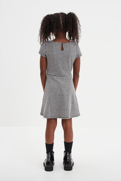 Robe patineuse manches courtes ecru fille
