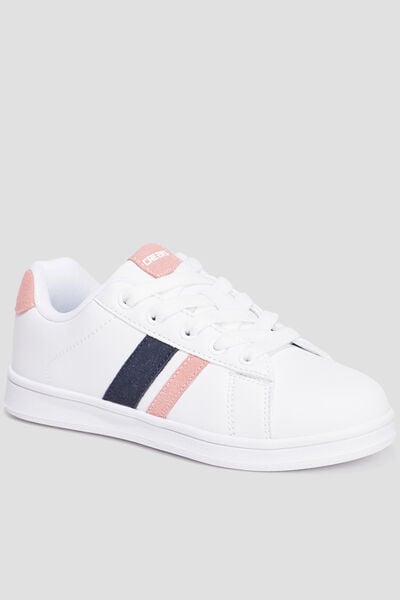 Baskets &agrave; lacets blanc fille