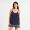 Ensemble pyjama short et d&eacute;bardeur bleu marine femme