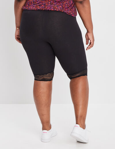 Short legging cycliste &agrave; dentelle noir femme grande taille