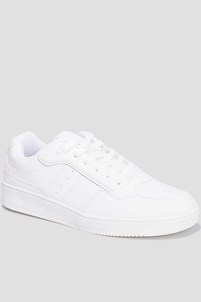 Baskets basses &agrave; lacets blanc homme