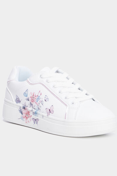 Baskets basses &agrave; lacets multicolore femme