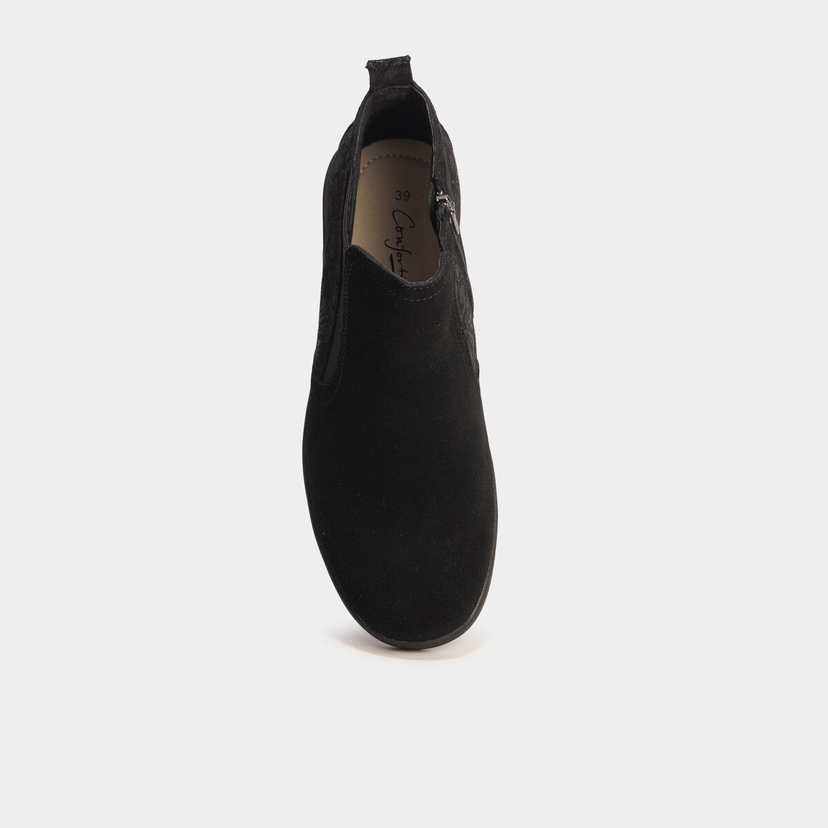 Boots confort en cuir noir femme