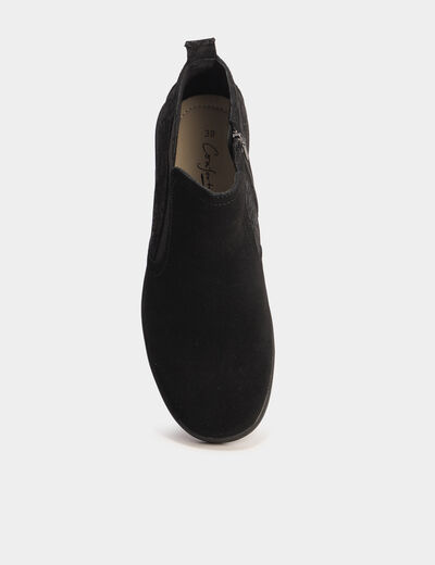 Boots confort en cuir noir femme