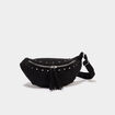 Sac banane su&eacute;dine avec d&eacute;tails clout&eacute;s noir femme