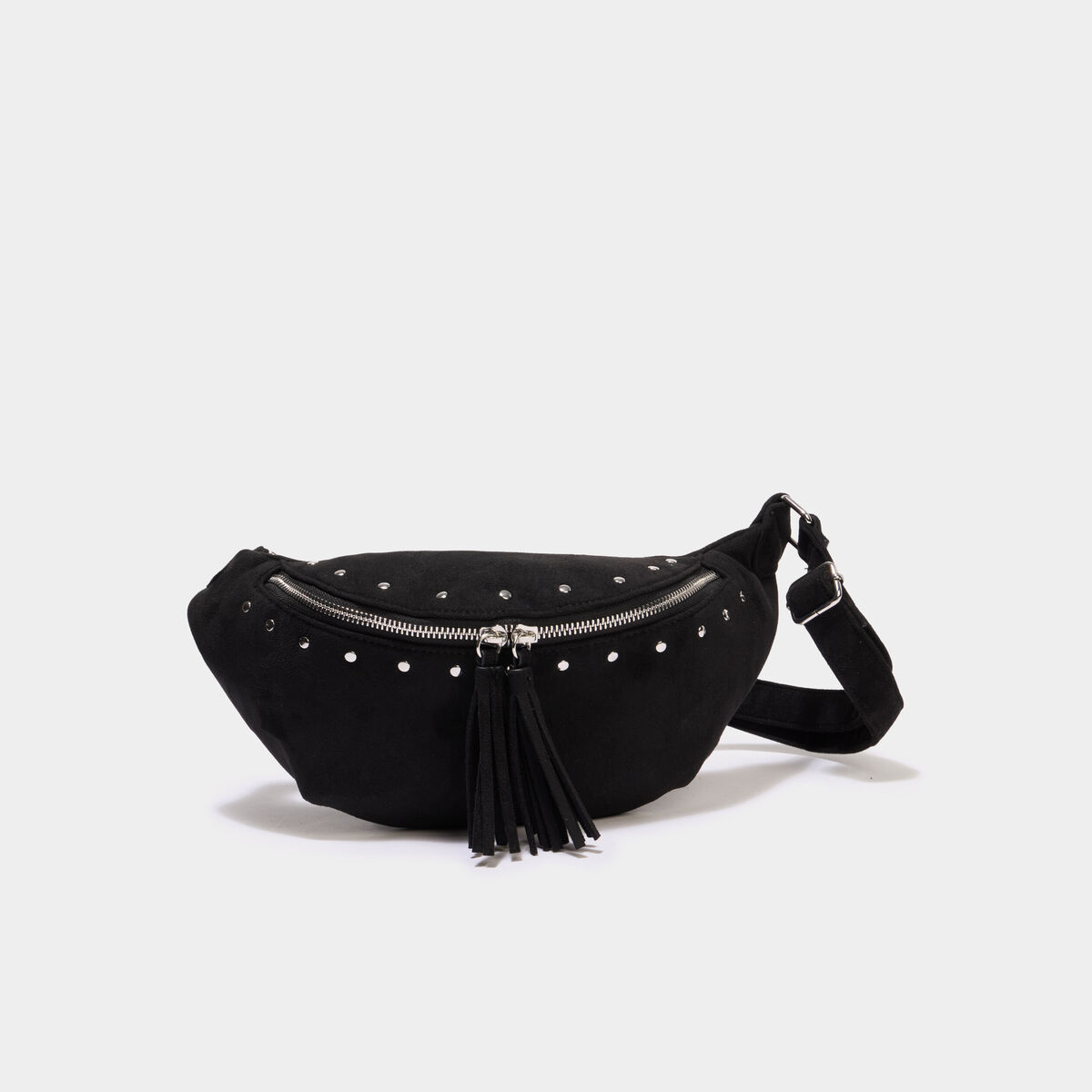 Sac banane su&eacute;dine avec d&eacute;tails clout&eacute;s noir femme
