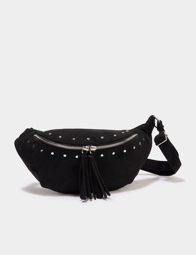 Sac banane su&eacute;dine avec d&eacute;tails clout&eacute;s noir femme
