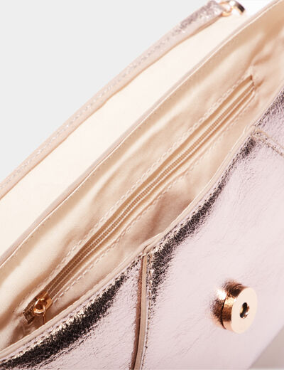 Sac pochette métallisé couleur or femme