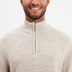 Pull col camionneur zipp&eacute; gris clair homme