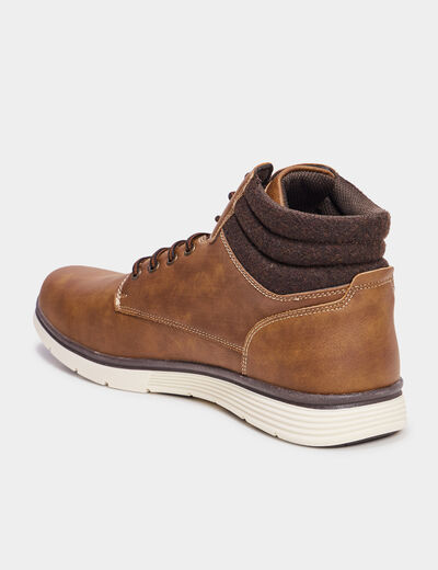 Bottines montantes &agrave; lacets marron homme