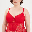 Body en dentelle avec la&ccedil;age rouge femme grande taille
