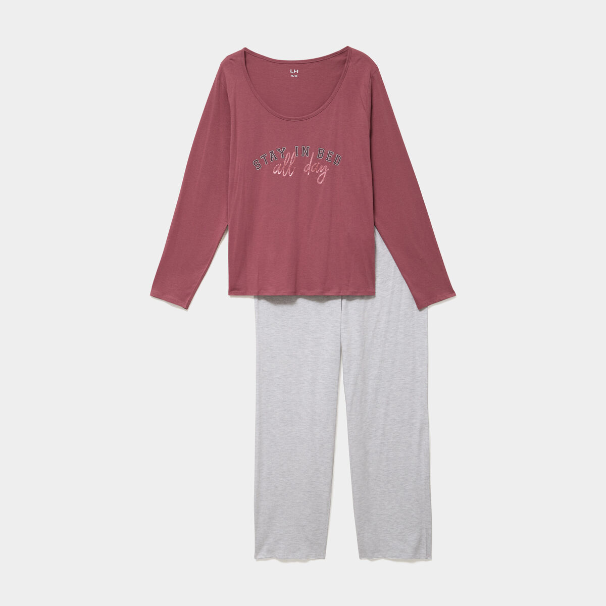 Ensemble pyjama pantalon et t-shirt rose framboise femme grande taille