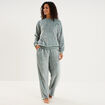 Haut de pyjama sweat polaire torsad&eacute; bleu gris femme