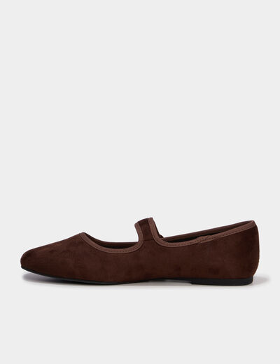 Ballerine femme su&eacute;dine &agrave; bride marron fonc&eacute; femme