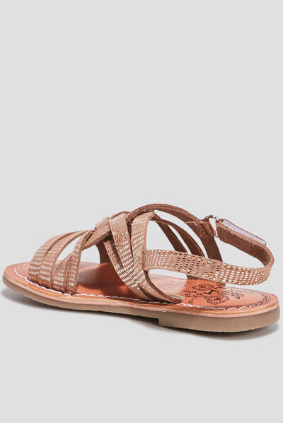 Sandales en cuir couleur bronze fille