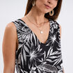 Blouse col en V bretelles larges noir femme