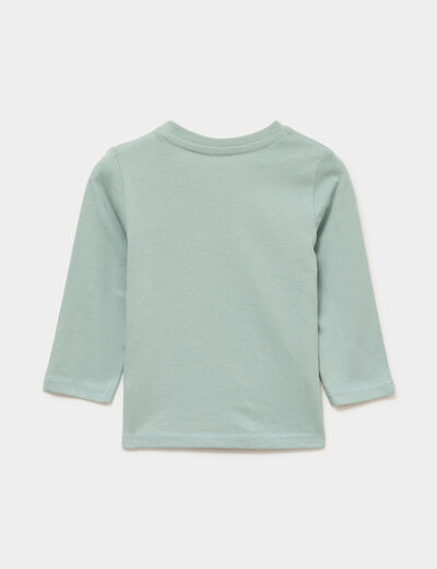 T-shirt coton manches longues vert pastel b&eacute;b&eacute; gar&ccedil;on