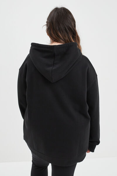 Sweat à capuche hoodie noir femme grande taille