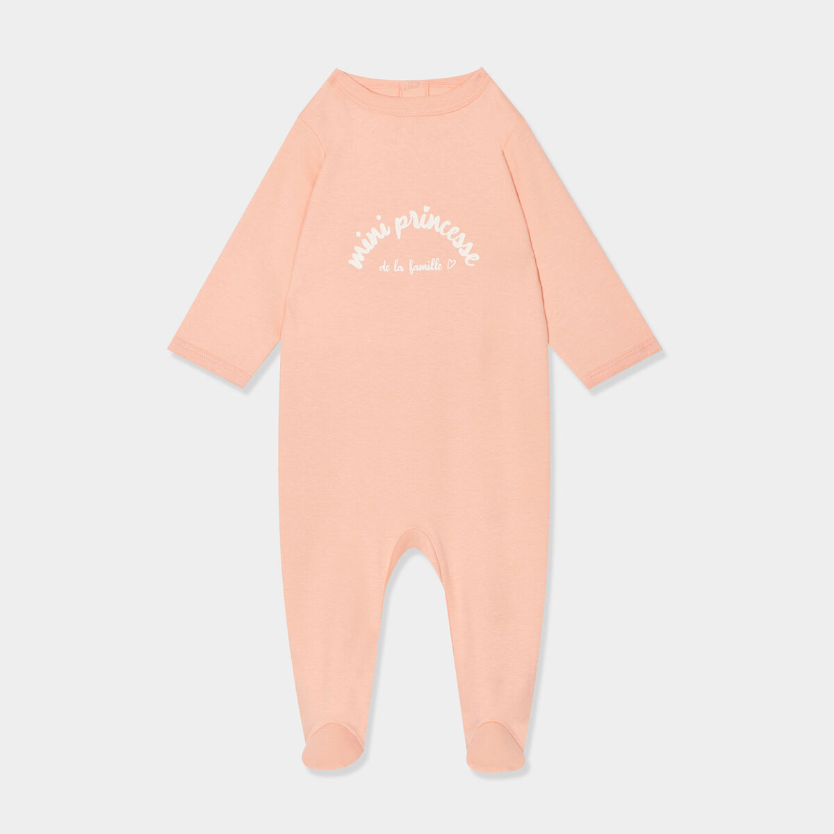 Dors-bien boutonné coton rose saumon bébé fille