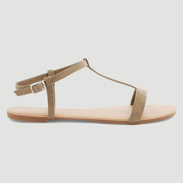 Sandales plates femme taupe