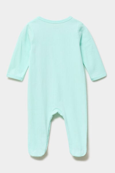 Dors-bien coton velours manches longues vert turquoise b&eacute;b&eacute;