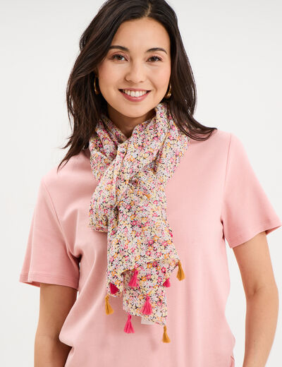 Foulard &agrave; pampilles multicolore femme