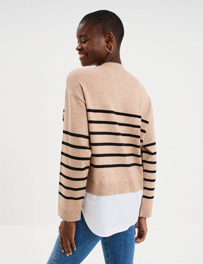 Pull effet 2-en-1 beige clair femme
