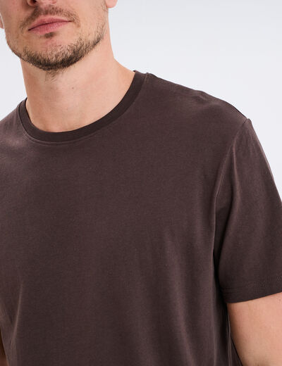 T-shirt en coton manches courtes marron foncé homme