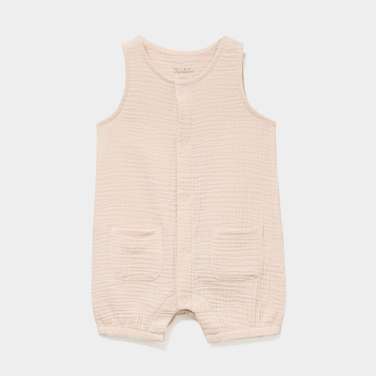 Combinaison coton sans manches taupe b&eacute;b&eacute;