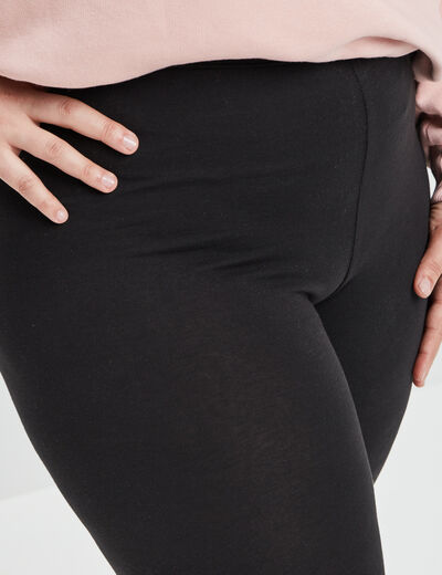 Legging court cycliste coton noir femme grande taille