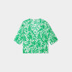 Blouse col en V manches ballons vert femme