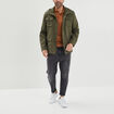 Veste droite col montant vert kaki homme