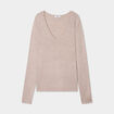Pull ajusté avec col en V beige femme