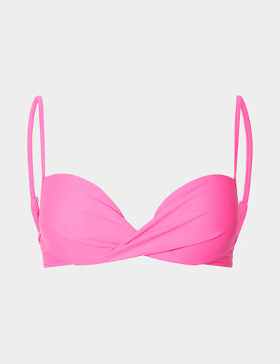 Haut de maillot de bain forme push up rose fushia femme