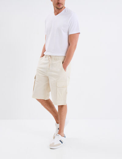 Bermuda cargo droit coton majoritaire beige homme