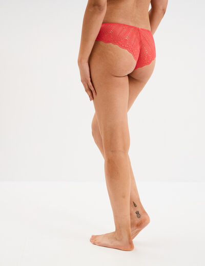 Shorty en dentelle rouge femme